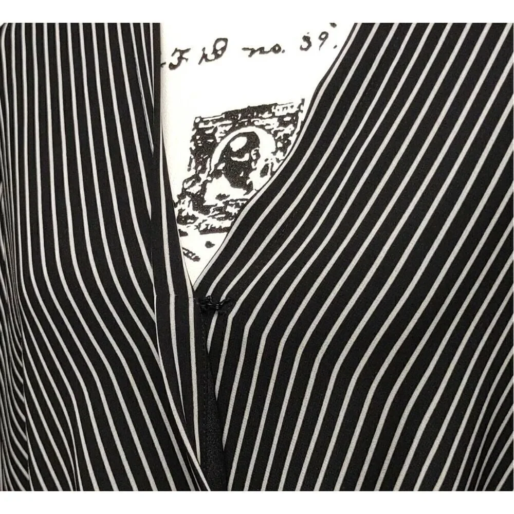 DKNY Women's Surplice Striped High-Low Blouse Sz S - Picture 6 of 7